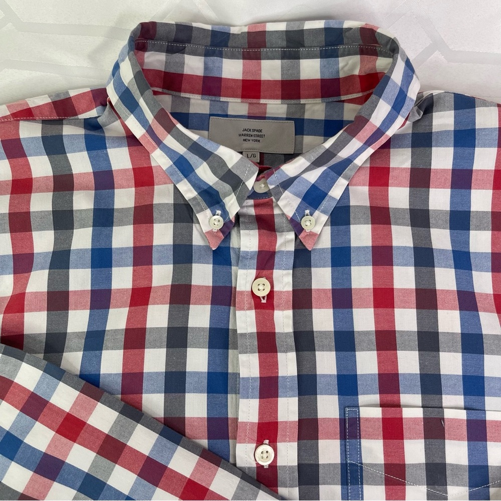 Jack Spade Red and Blue Casual Button Down Shirt Long Sleeve Men’s Size Large